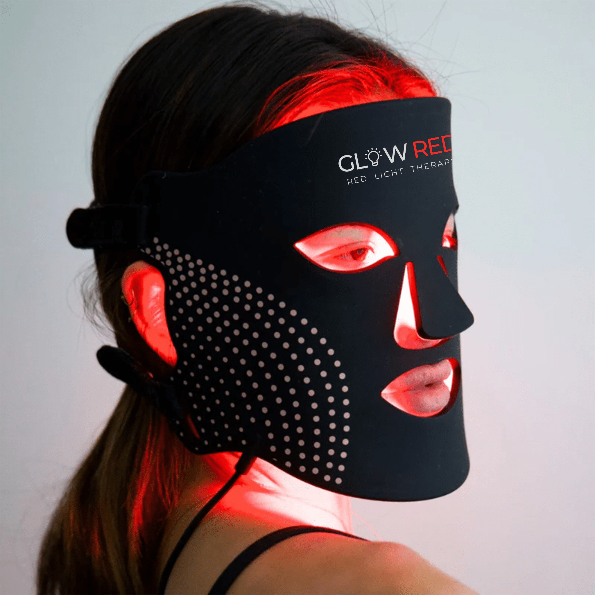 GlowRed Advanced LED Facial Mask – wireless LED light therapy device for skin rejuvenation, anti-aging, and acne treatment.