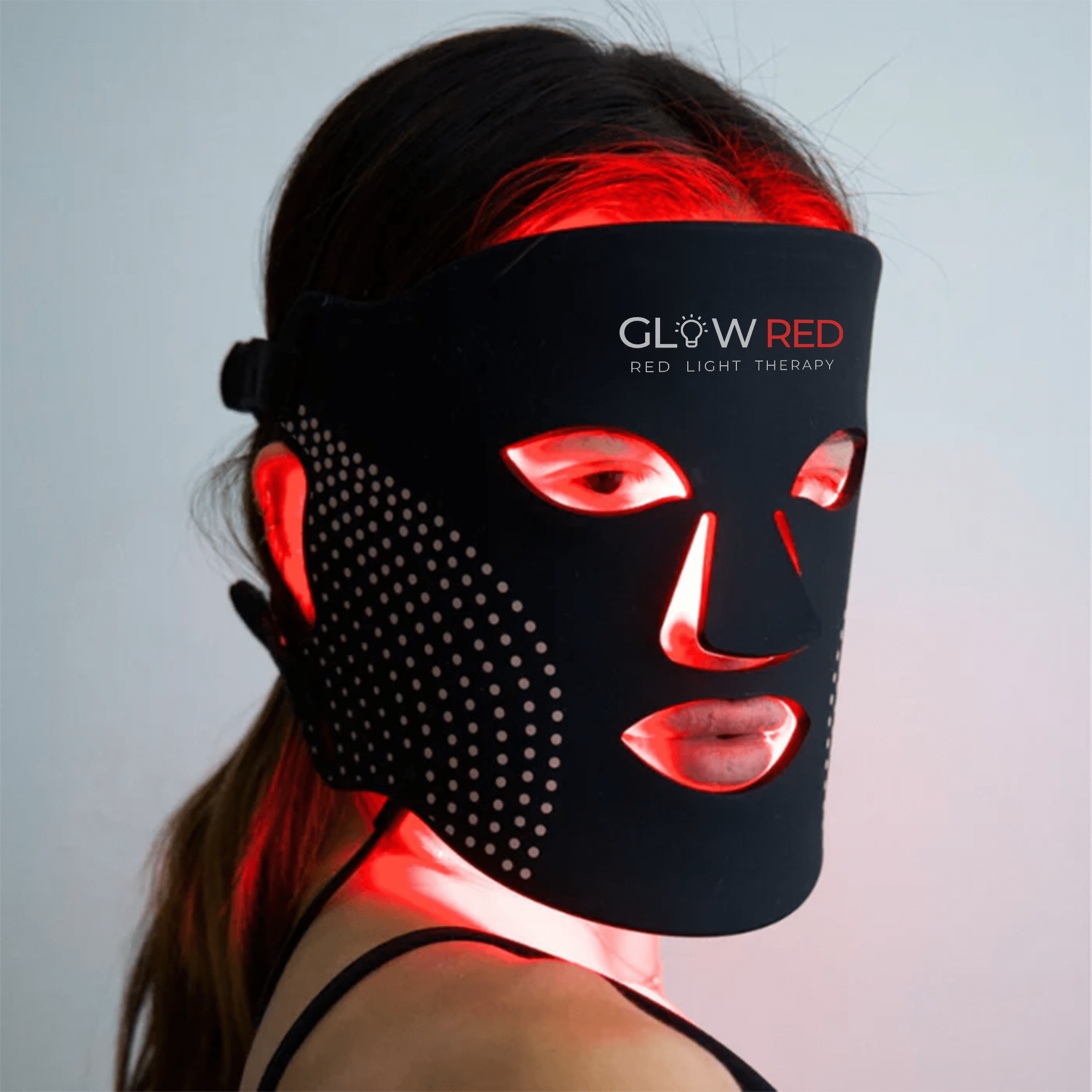 GlowRed Advanced LED Facial Mask – wireless LED light therapy device for skin rejuvenation, anti-aging, and acne treatment.