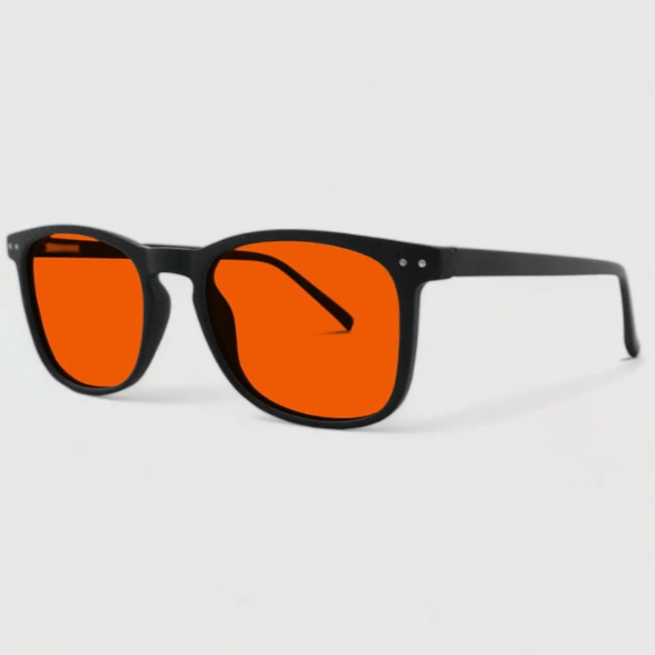 Glow-Red™ Red Light Blocking Glasses, protect eyes, reduce strain, lightweight stylish design.