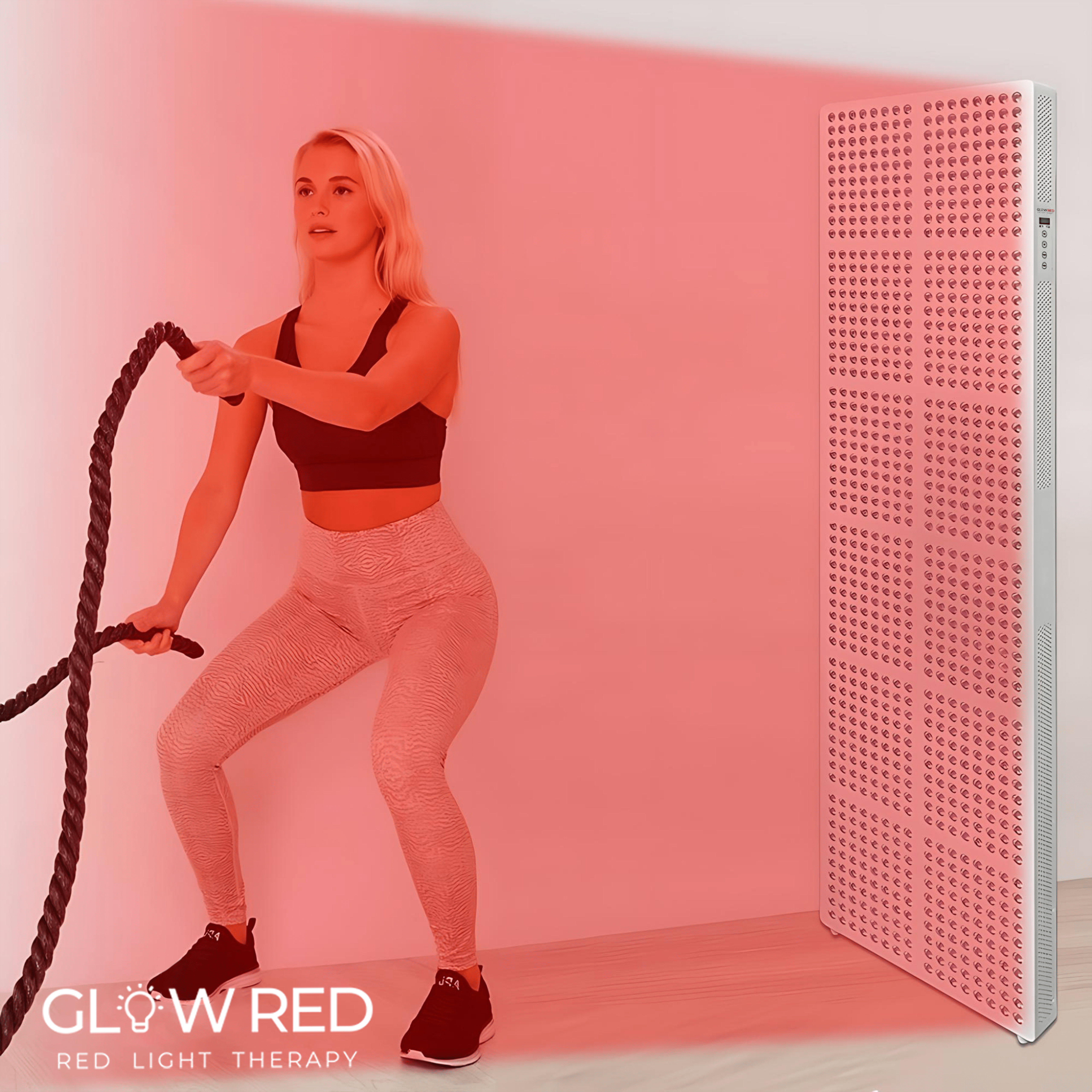 Glow-Red™ Red Light Studio Panel for pain relief, skin rejuvenation, and muscle recovery.