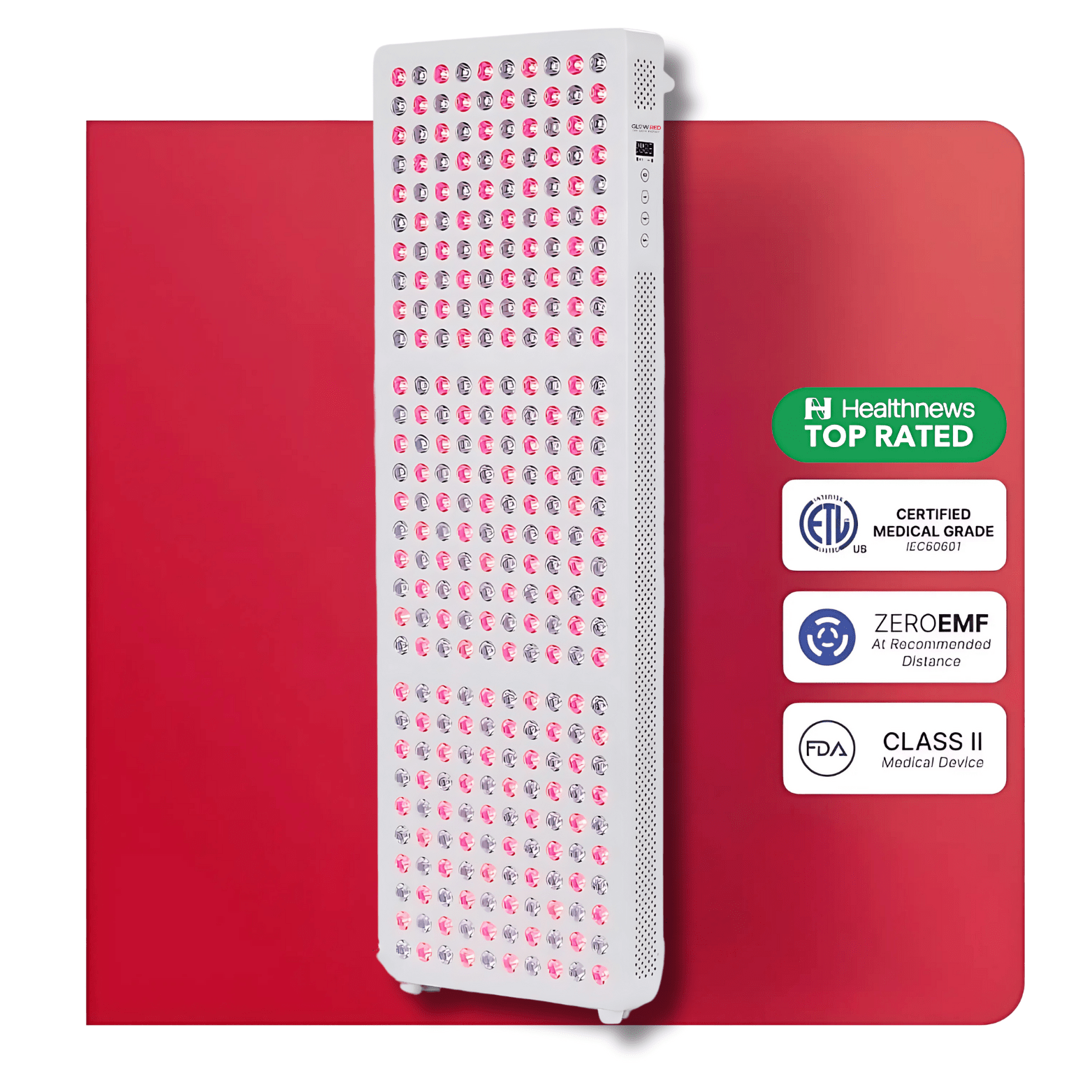 Glow-Red™ Red Light Supreme Panel for pain relief, muscle recovery, and skin rejuvenation.