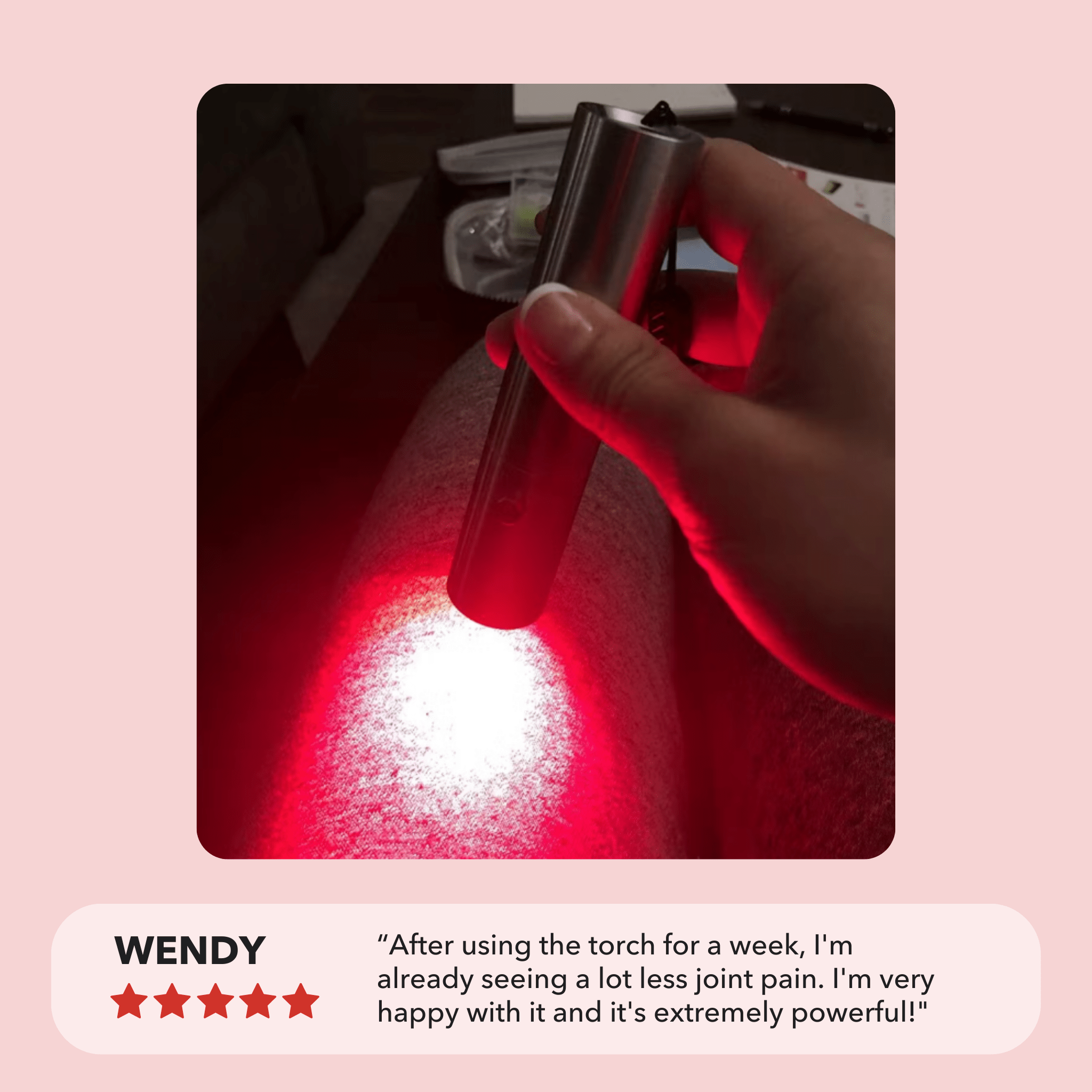 Glow-Red™ Red Light Therapy Torch for skin rejuvenation, muscle recovery, and pain relief.