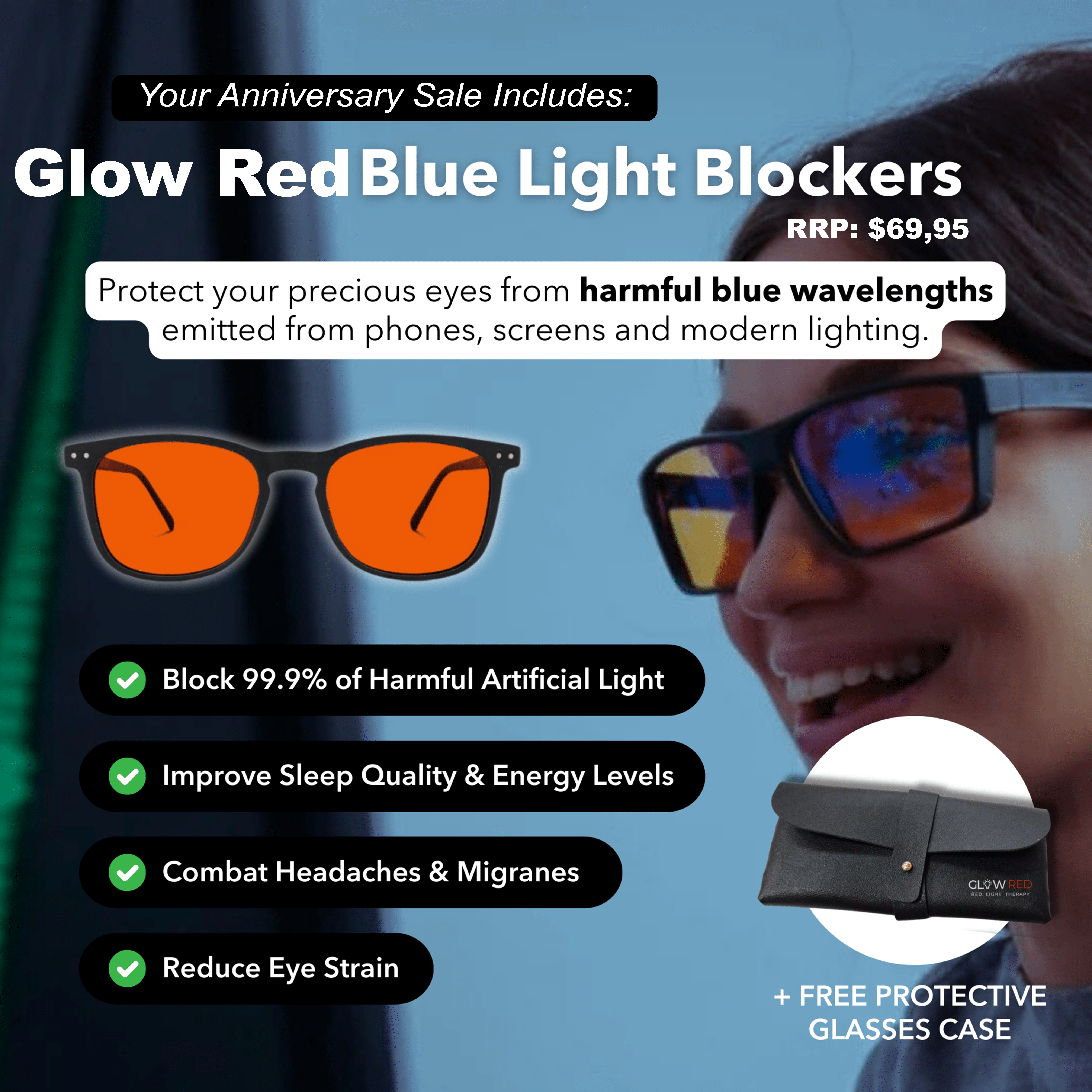 Glow-Red™ Solo Red Light Biohacking Bundle for cellular health and energy